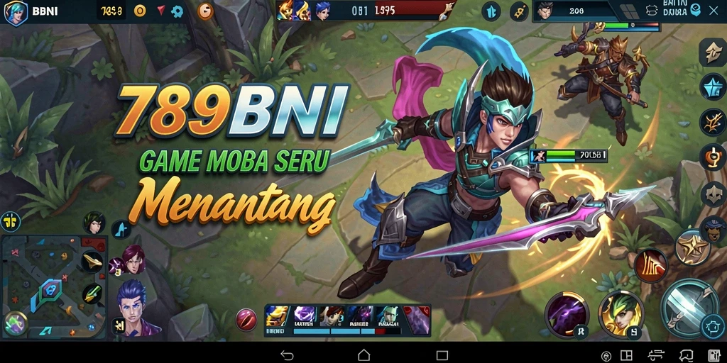 Tangkapan layar utama 789BNI menampilkan pertempuran seru dalam game MOBA.