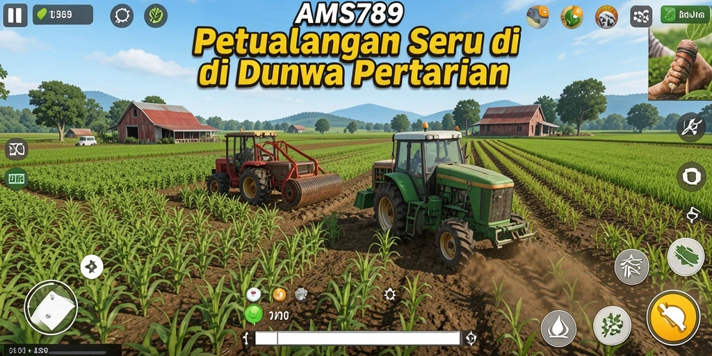 Screenshot gameplay <strong>AMS789</strong> menampilkan keseruan bertani dengan berbagai tanaman dan hewan.