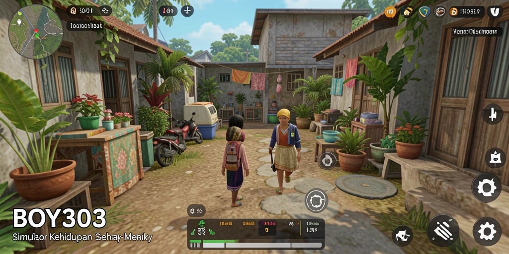 Screenshot gameplay BOY303 menampilkan interaksi sosial yang dinamis.