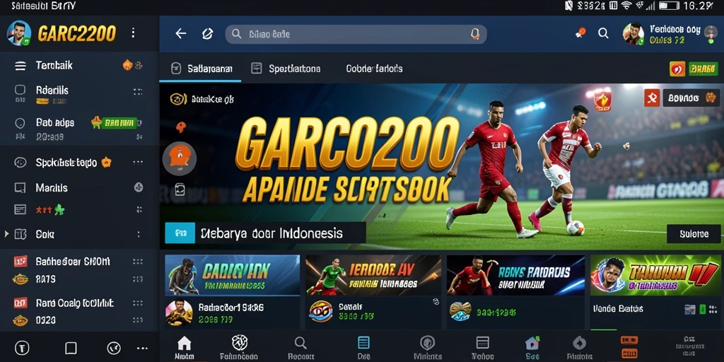 Tampilan gamifikasi interaktif dalam aplikasi GARCO200 untuk taruhan olahraga.