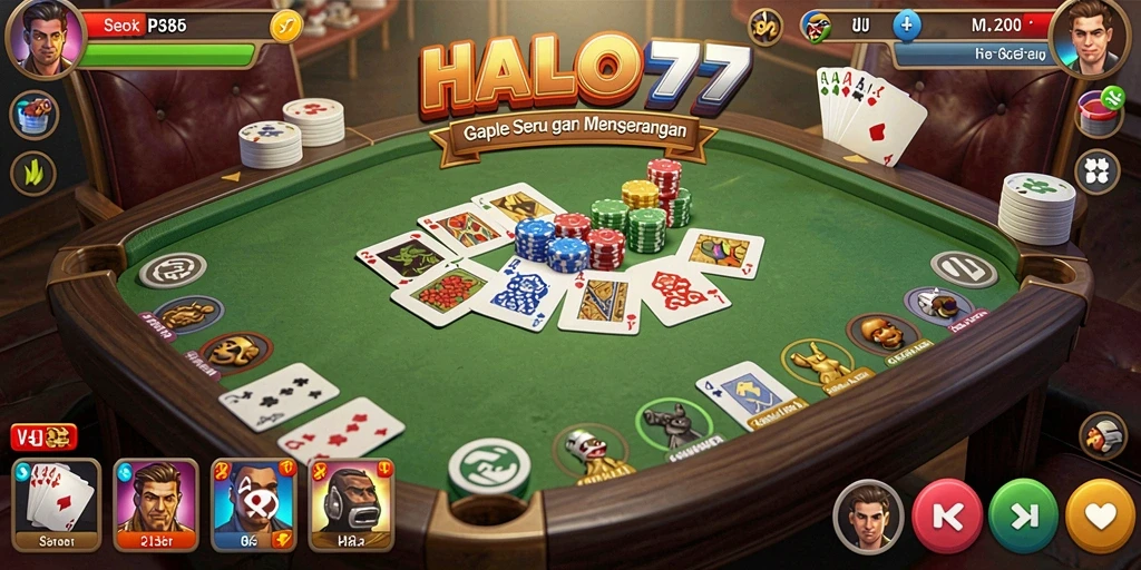 Screenshot utama HALO777 menampilkan gameplay Gaple yang seru.