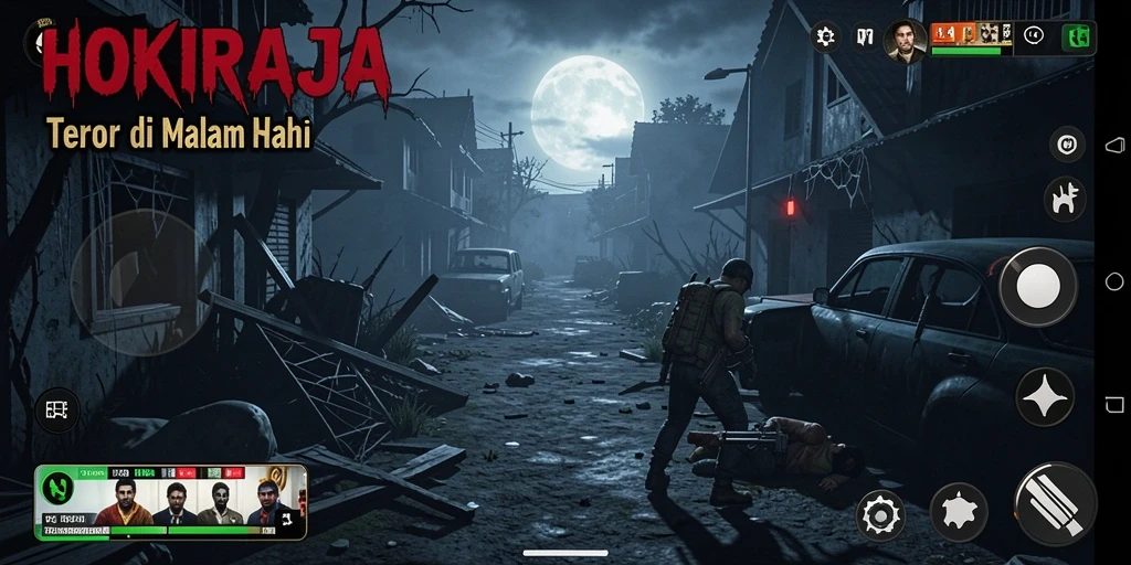 Gameplay mencekam HOKIRAJA dengan karakter menakutkan.