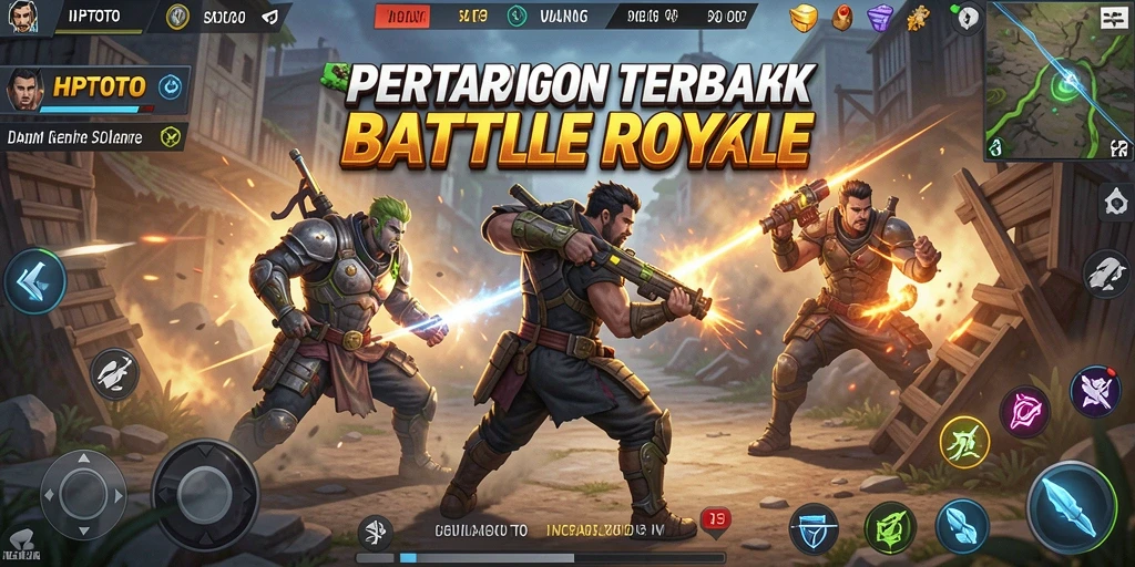 Tampilan seru gameplay HPTOTO dalam aksi Battle Royale.