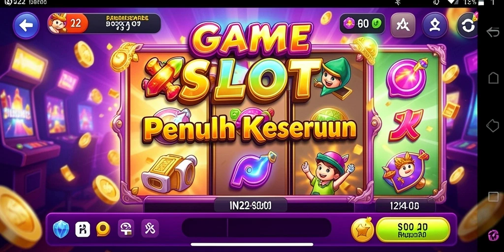 Tampilan seru gameplay IN22 dengan gulungan berputar dan simbol menarik.
