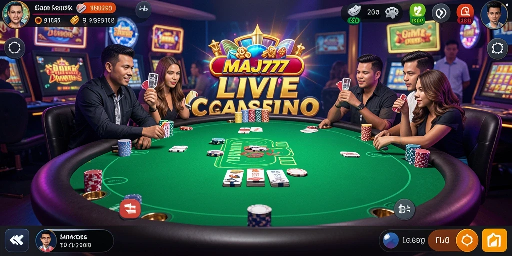 Tampilan menarik dari gameplay Live Casino MAJ777 yang nyata dan interaktif.
