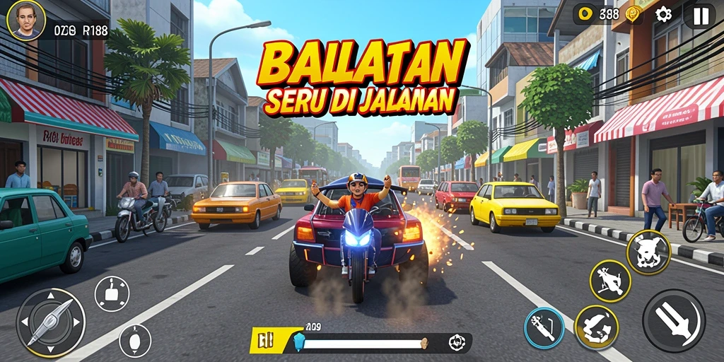 Tangkapan layar dari gameplay balapan yang mendebarkan di RI188.