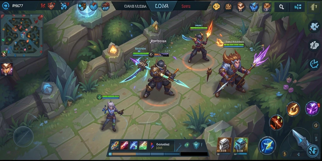 Tampilan gameplay seru dalam game MOBA RP6677.